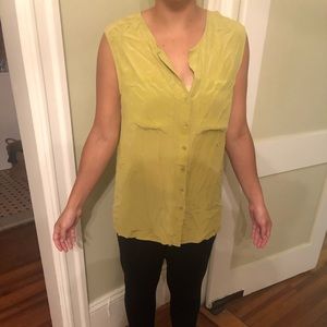 Silence and noise chartreuse crepe top